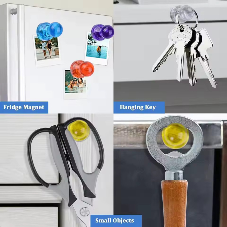 Bunte Pushpin-Magnete aus Metall und Kunststoff mit starken Neodym-Magneten für Büro und Kühlschrank, Multicolor - Bild 3