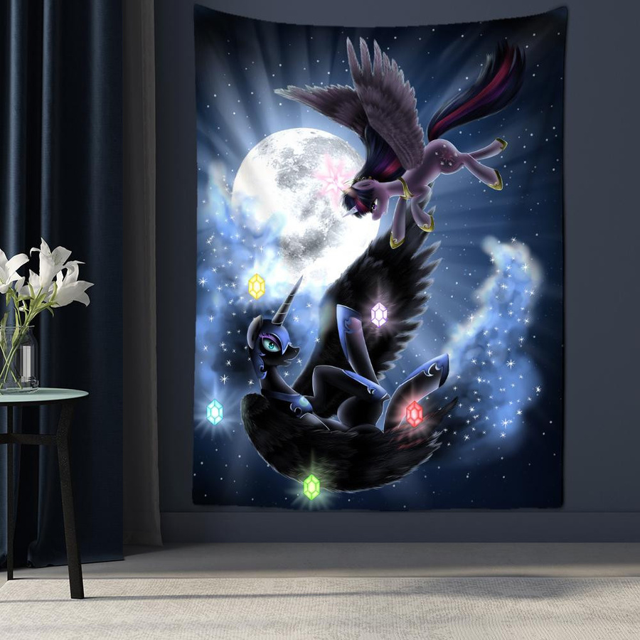 Kondor Wandteppich Mond und Sterne in Multicolour, B: 95 cm, H: 70 cm - Bild 2