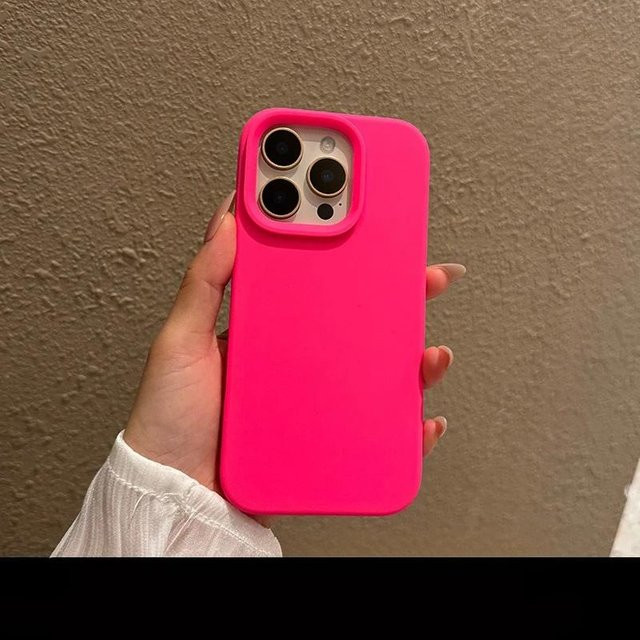 Silikon Schutzhülle im Bonbon-Design für Apple iPhone 12 bis iPhone 16 Pro Max Plus, Matte Abdeckung mit empfindlicher Kamera-Steuerung, Farbe: Pink - Bild 1