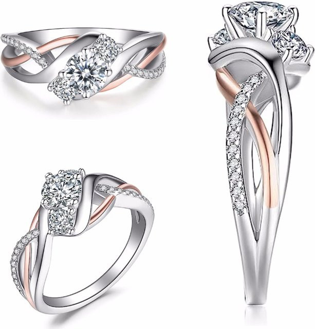 Huitan Eheringe, Bicolor, Zirkonia, Damen - Bild 1