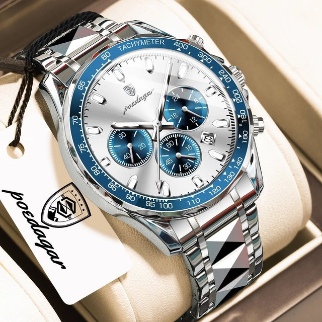 POEDAGAR Chronograph, Quarzuhr, Edelstahl, Bicolor, Herren - Bild 1