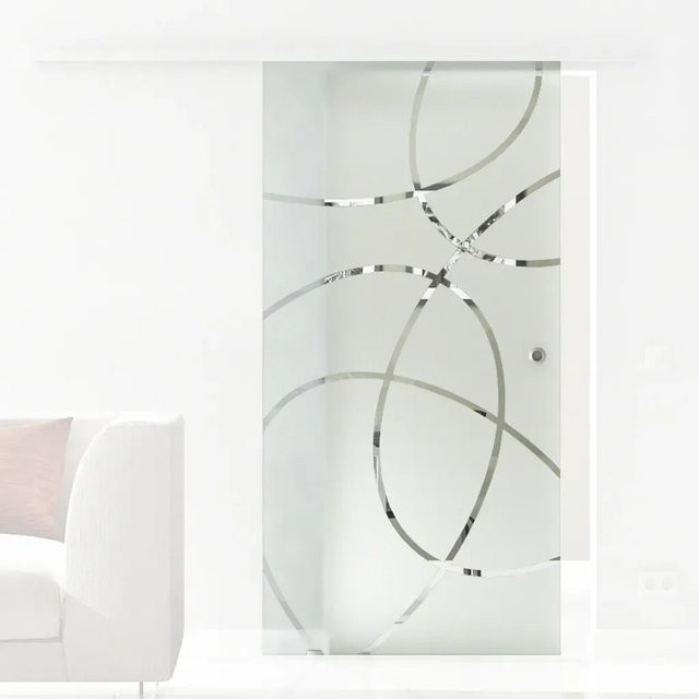 Levidor Glasschiebetür Freiburg Transparent mit Griffmuschel B: 90 cm, H: 205 cm - Bild 1