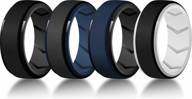Pinannie Eheringe Silikon, Schwarz, Herren, 4er-Pack - Bild 1