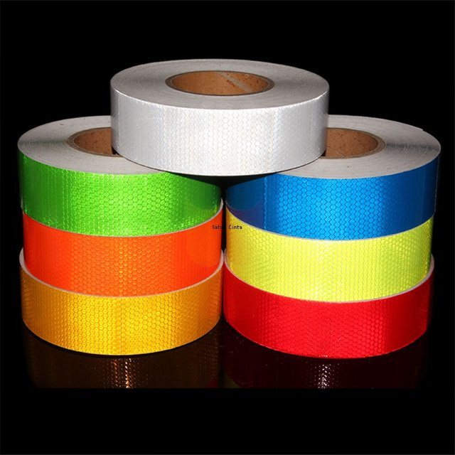 Reflektierendes Warnband Satop Cinta in Weiß, Rot, Orange und Gelb, wasserdicht und selbstklebend, Breite: 5 cm, Länge: 50 m - Bild 1