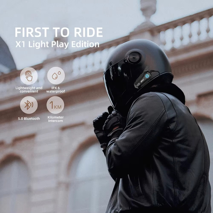 Kebidumei Bluetooth Motorradhelm Intercom-Headset für 2 Fahrer, 1000m Reichweite, Schwarz - Bild 2