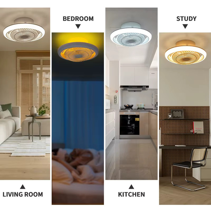 MARPOU Moderner Deckenventilator mit Beleuchtung in Weiß, 360 Grad drehbar, dimmbar, mit App-Steuerung und Fernbedienung - Bild 3