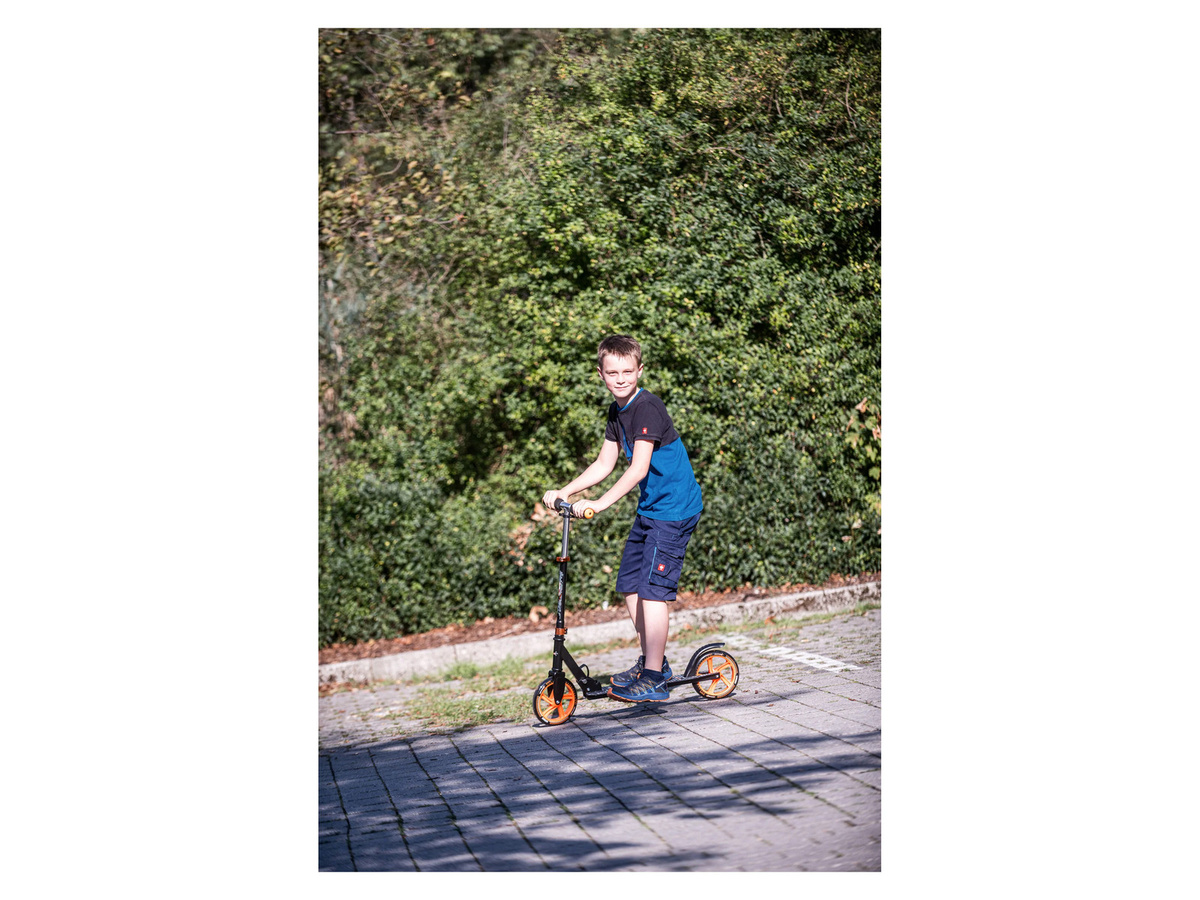 Muuwmi Aluminium Scooter Tretroller, 200 mm, Schwarz-Orange, GS-geprüft, ab 8 Jahren - Bild 2