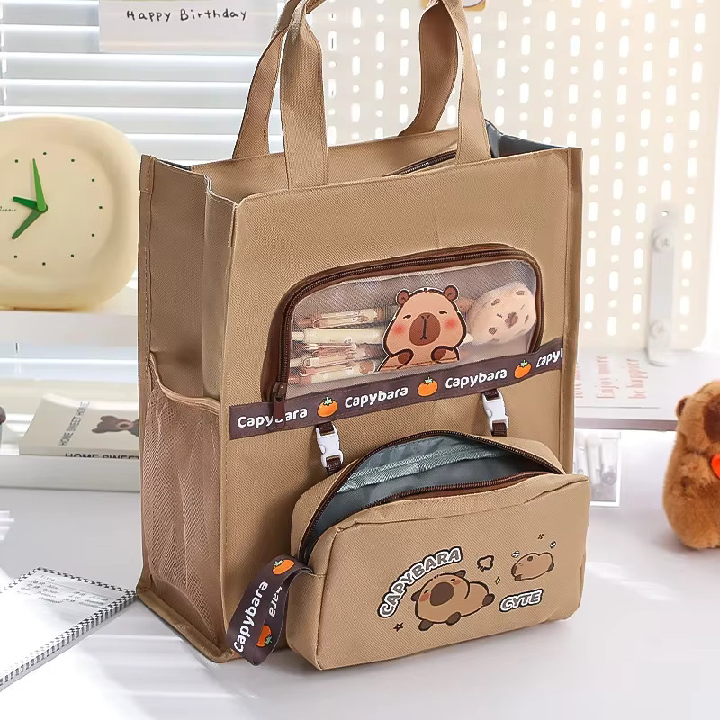 Multifunktionale Cartoon-Schreibwarentasche mit großem Fassungsvermögen für Lehrbücher und Lernmaterialien - Bild 3