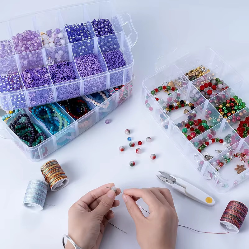 SMI Fine Stapelbare Organizer-Box mit Trennwänden aus Kunststoff, transparent, B: 25,0 cm, H: 18,0 cm - Bild 4