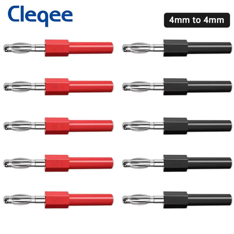 Cleqee P7022 Bananenstecker Set mit 10 Stück 4 mm Stecker auf 4 mm Buchse, vernickelte Kupferanschlüsse als DIY Konverter für 30 V und 10 A - Bild 3