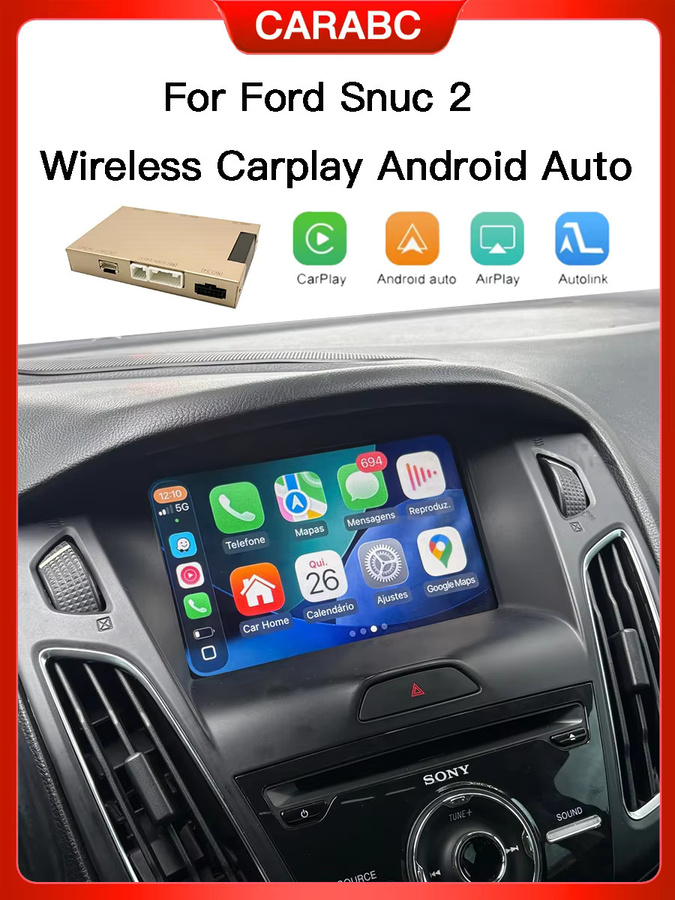 CARABC Wireless CarPlay und Android Auto Decoder-Box für Ford Sync2, Farbe: Gold - Bild 6