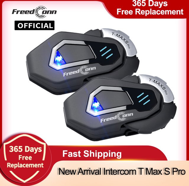 FreedConn Motorrad Helm Headset Bluetooth Intercom mit FM und wasserdichter Funktion in Schwarz - Bild 1