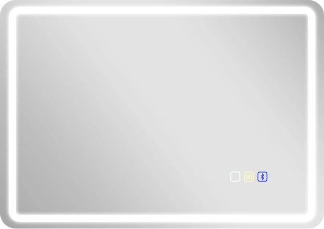 HOMCOM LED Badezimmerspiegel aus gehärtetem Glas mit Touch-Funktion, Silber, H x B x T: 70 x 50 x 3,5 cm - Bild 1