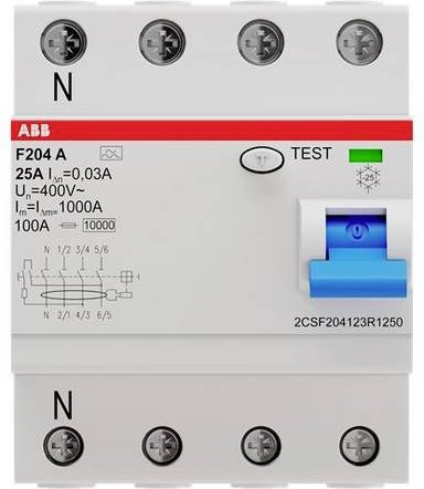 ABB FI-Schutzschalter F204A-25/0,03L RCD 25A 0,03A 400 V/AC in Weiß - Bild 1