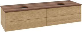V&B Waschtischunterschrank Antao mit Frontstruktur und Beleuchtung in Walnut und Honey Oak, B: 160 cm, T: 50 cm - Bild 1