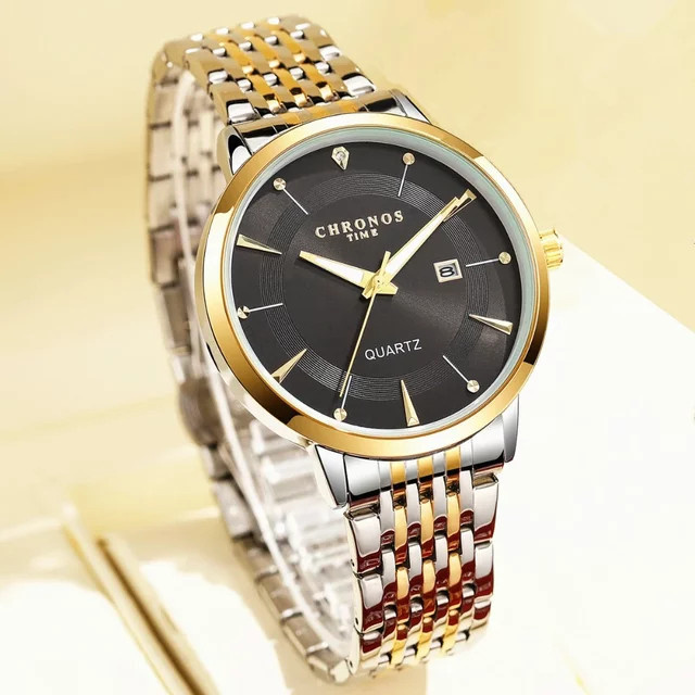 Chronos Armbanduhr, Quarz, Edelstahl, Weiß, Herren - Bild 1