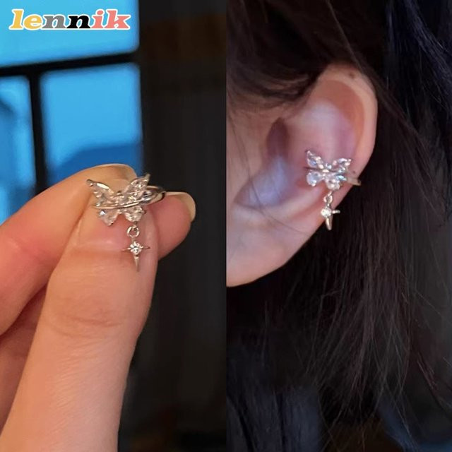 LENNIK Ohr Clips, Silber, Zirkonia, Damen, Schmetterling - Bild 1