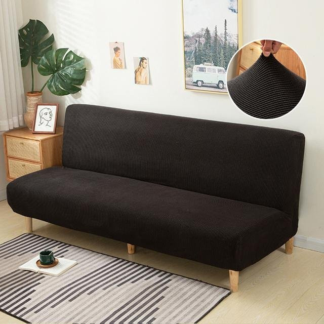 Elastischer Jacquard Sofa-Schutzbezug in Schwarz für Schlafsofas und Futons, Breite: 120-155 cm - Bild 1