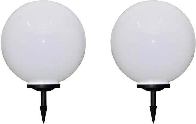 vidaXL Solar-Wegeleuchten 2er Set Kugel mit Erdspieß, LED Warmweiß, Schwarz, Höhe: 50 cm - Bild 1