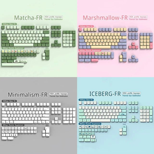 Jaycomia FR Tastenkappen aus PBT im XDA Profil für Cherry MX Switches, Dye-Sub French Key Caps für mechanische Gaming-Tastaturen, ISO Azerty Layout - Bild 1