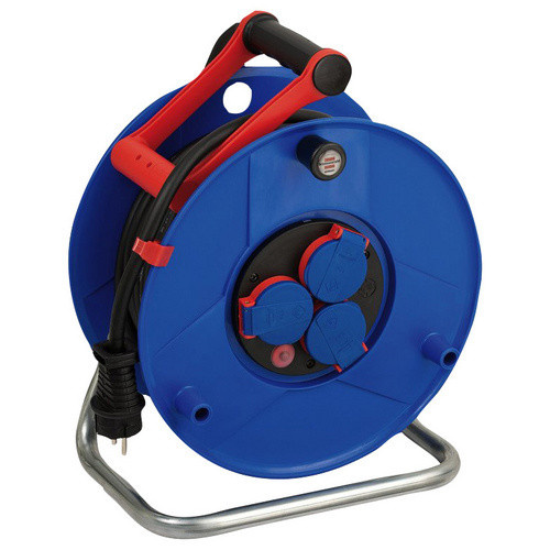 Brennenstuhl Garant Kabeltrommel IP44 mit 25 m H07RN-F Kabel, 3-fach Steckdose, Schwarz/Blau, B: 19,0 cm, H: 37,0 cm - Bild 4