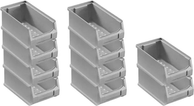 PROREGAL SparSet 10er Pack Sichtlagerboxen Grau, stapelbar mit Griffen, B/T/H: 10,0 x 7,5 x 17,5 cm, 0,8 Liter - Bild 1