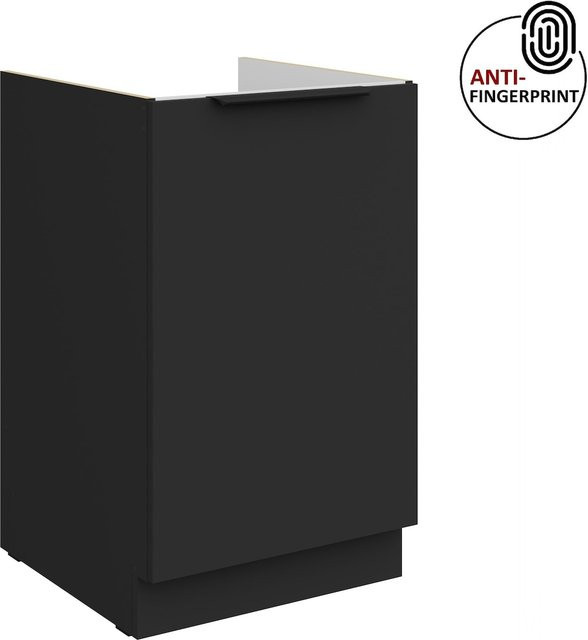 Küchen Spülenschrank ARIA in Schwarz matt mit Anti-Fingerprint-Beschichtung, Breite: 50 cm - Bild 1