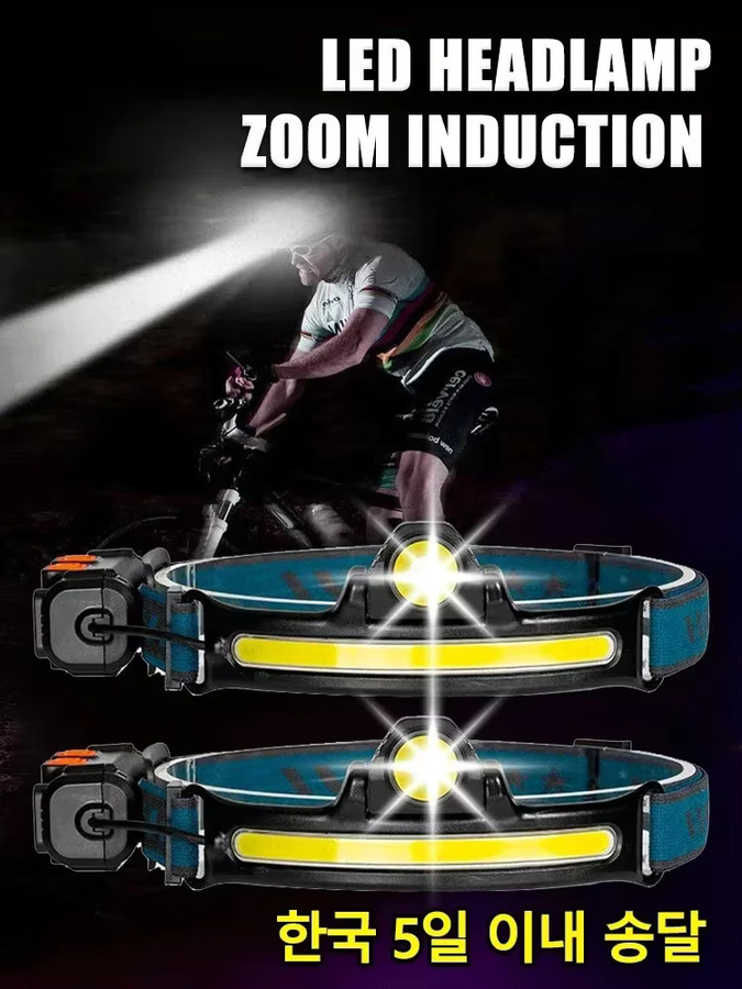 Heinast USB wiederaufladbare COB LED Stirnlampe mit Zoom und 6 Modi, Schwarz - Bild 7