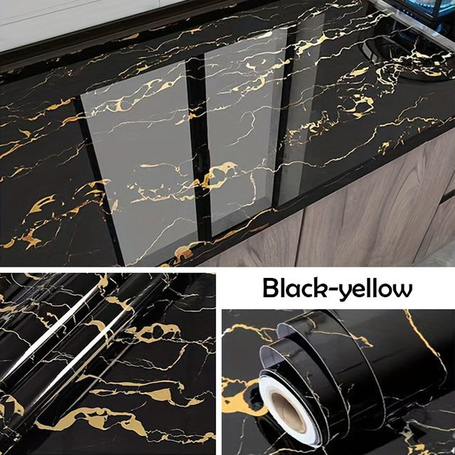 Selbstklebende Küchentapete in Marmor-Optik, wasserdichte und ölabweisende PVC-Arbeitsplatten-Folie zur Schrank-Renovierung - Bild 1