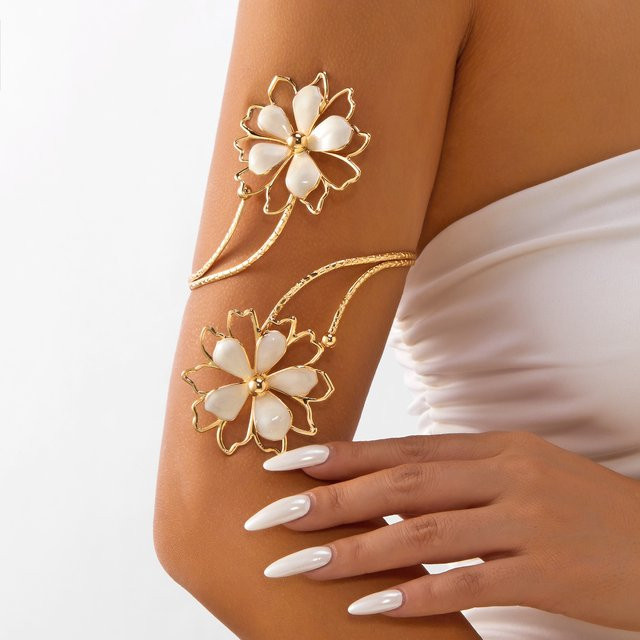 Rinhoo Armreif, Blume, Metall, Damen - Bild 1