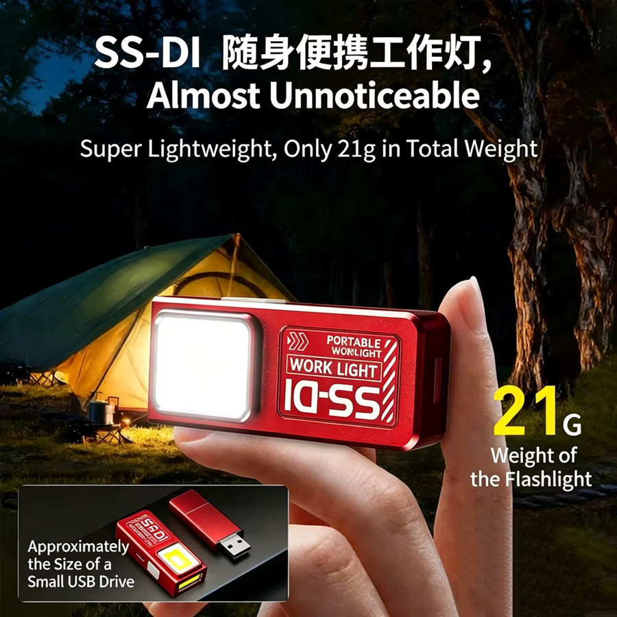 XIWANGFIRE Mini COB LED Taschenlampe USB wiederaufladbar mit Clip und Magnet, wasserdichtes Arbeitslicht für Camping und Wandern - Bild 3
