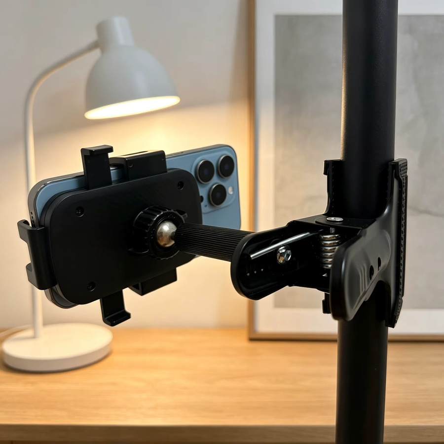 Universelle verstellbare Klemmhalterung aus Metall für Handy und Tablet in Schwarz, ideal für Desktop-Livestreaming, Zeichnen und als Kunstständer - Bild 4