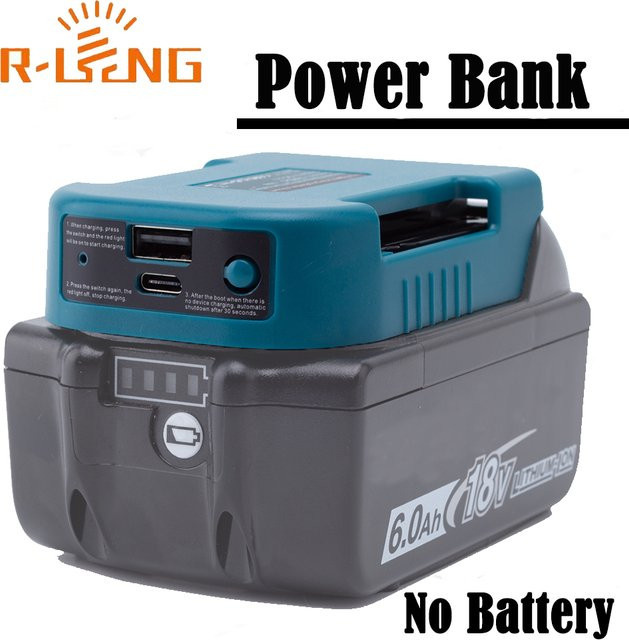 Makita Power Bank Ladegerät für 18V Lithium-Akkus mit USB-C Schnellladung für Laptop und Handy (ohne Akku) - Bild 1
