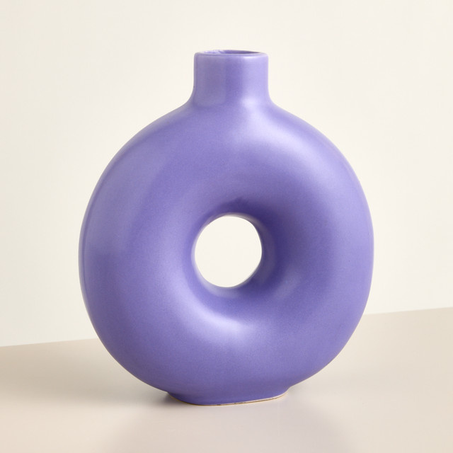 Steingut Vase Kreis von BLUME2000 in Lila für den Tisch - Bild 1