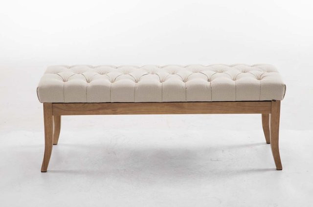 TPFLiving Sitzbank Romeo Chesterfield in Creme mit Stoffbezug, Breite: 120 cm - Bild 1