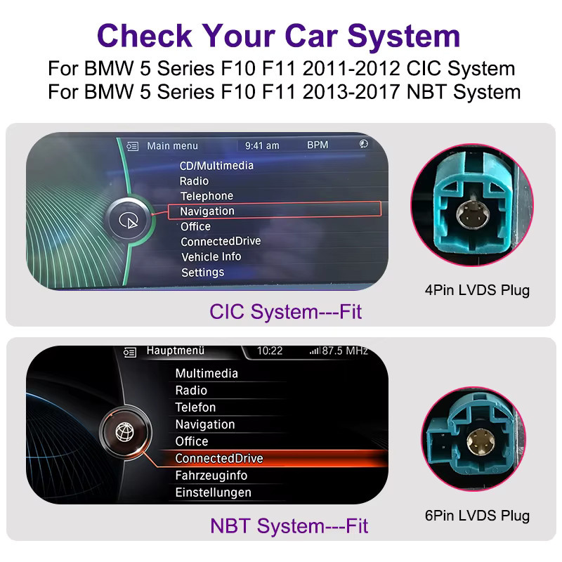 AUTOTOP 10,25 Zoll Linux Auto Multimedia System für BMW 5er F10 F11 (2010-2016) CIC NBT mit Carplay, Android Auto und Youtube in Schwarz - Bild 2