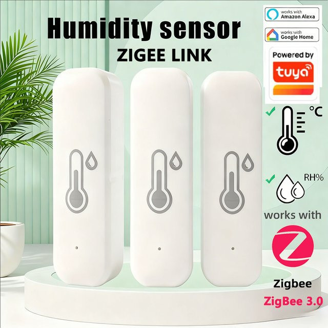 Tuya ZigBee 3.0 Smart Temperatur und Feuchtigkeit Sensor für dein Smart Home in Weiß oder Beige mit Echtzeit-App-Warnungen und Kompatibilität für Alexa und Google Home - Bild 1