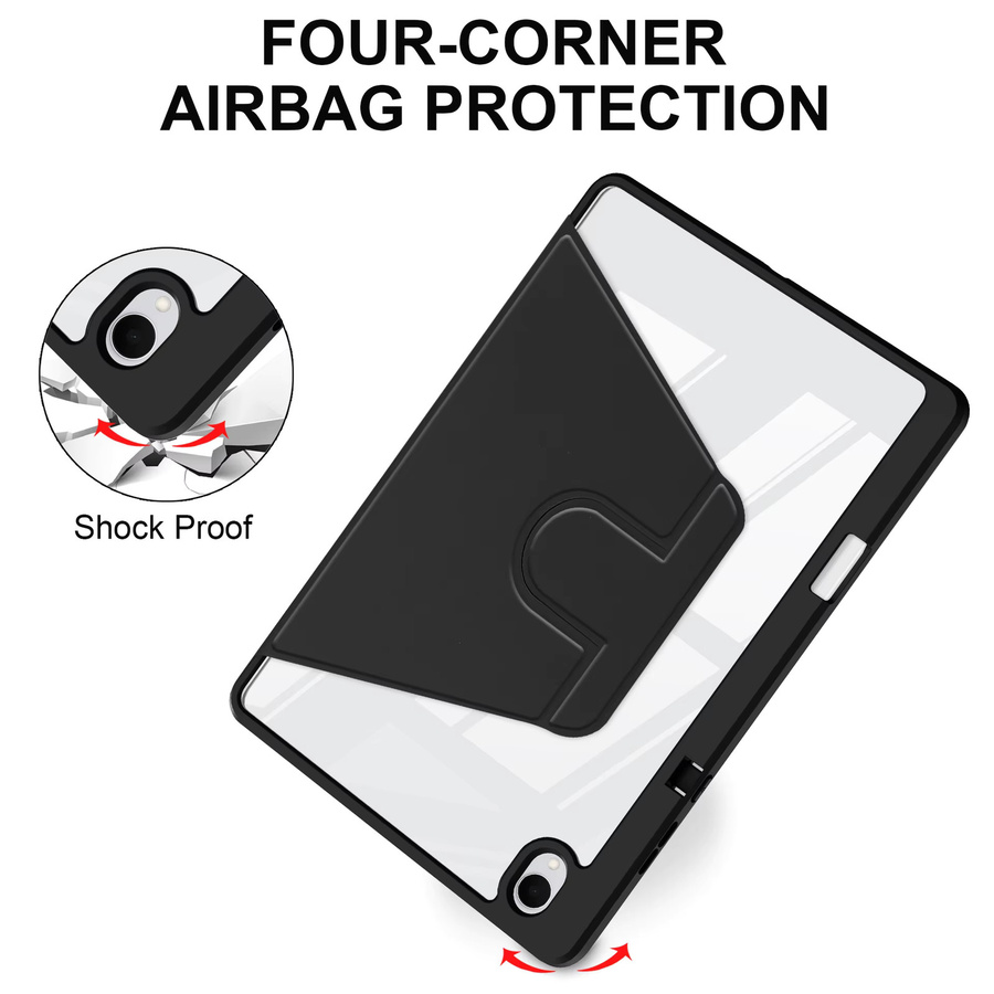 360 Grad drehbare Schutzhülle für Samsung Galaxy Tab S11 5G 2025 11 Zoll SM-X730 SM-X736B mit schwenkbarem Ständer, transparenter Rückseite und Stifthalter in Pink, Schwarz oder Transparent - Bild 4