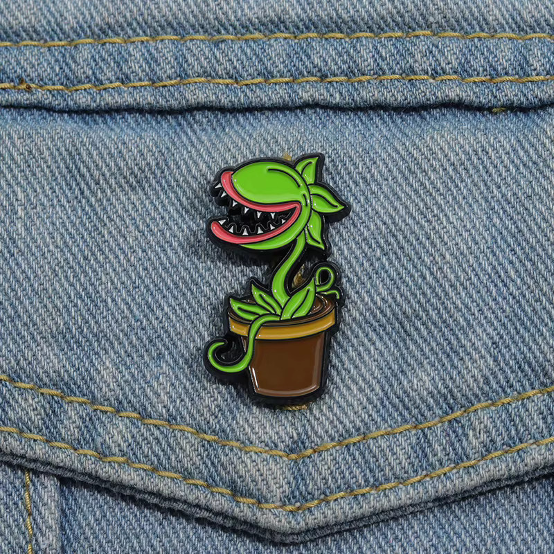 XioMara Brosche Emaille, grüne Blume, Unisex - Bild 2