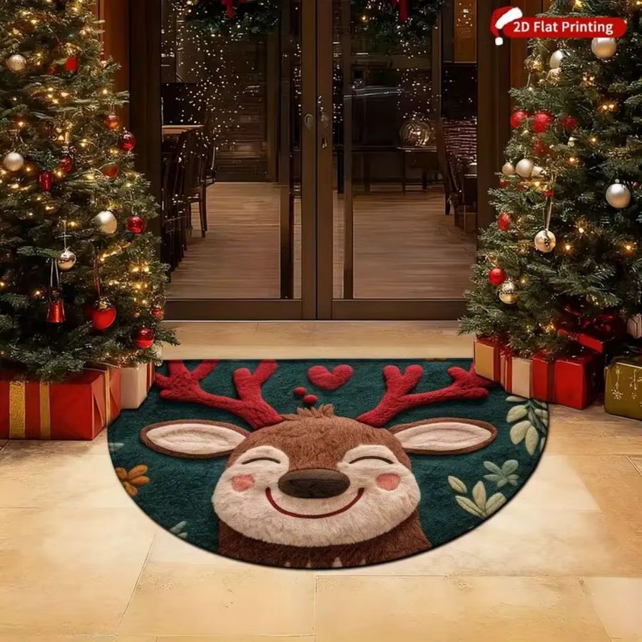 VIAMA Weihnachten Rentier Halbrunde Bodenmatte Anti-Rutsch Druckteppich für Eingang, Küche oder Badezimmer - Bild 2