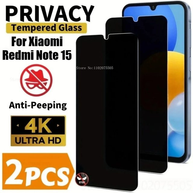2 Stück DIXSG Anti-Spy Vollbild-Displayschutzfolie aus gehärtetem Glas für Redmi Note 14 5G 13 12 Pro 14S 12S 11S 15C 14C 13C 12C 10A Android - Bild 1