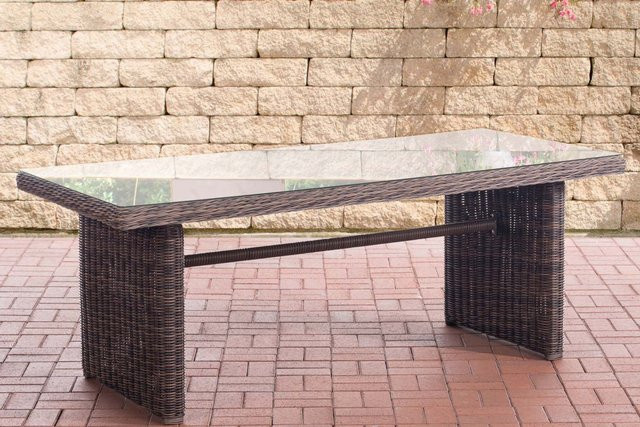 TPFGarden Tisch Fonda XL in braun-meliert aus Polyrattan mit Glasplatte und Aluminiumgestell - Bild 1