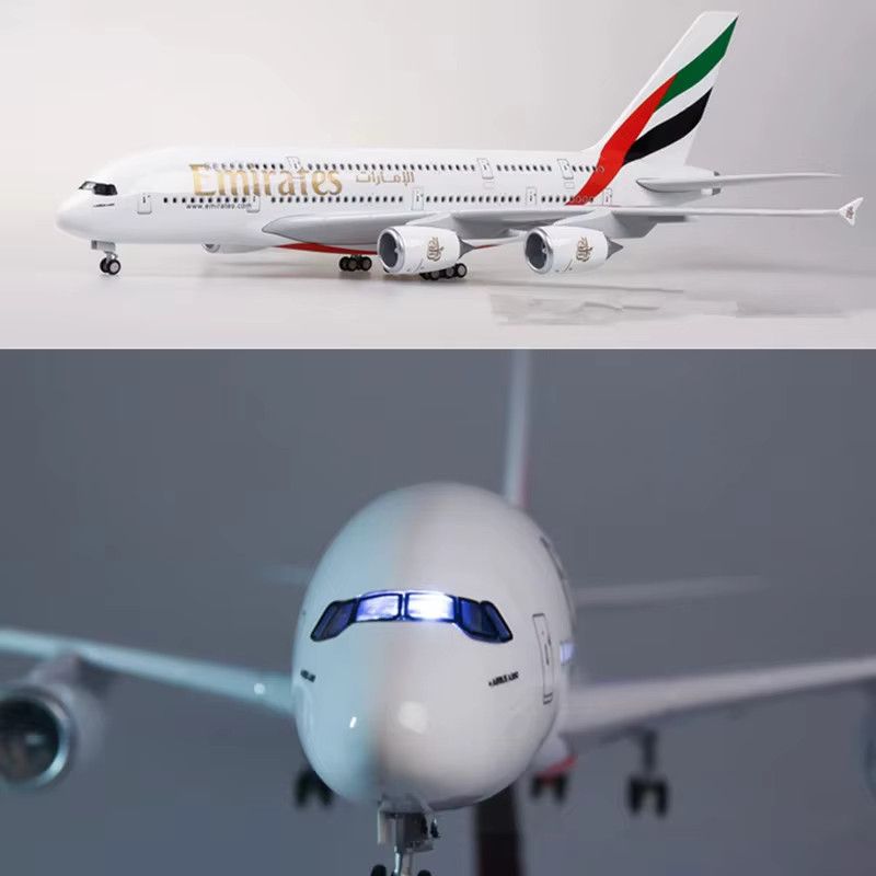 ZOCO Airbus A380 Emirates Modellflugzeug aus Druckguss in Weiß, Maßstab 1:160, 18 Zoll mit Ständer - Bild 3