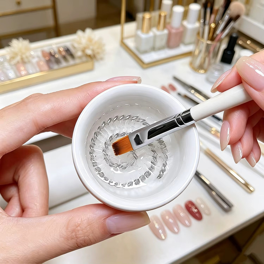 Nailpop Pinselreinigungsbecher, Weiße Keramik, Edelstahlfilter, 1 Stück - Bild 2