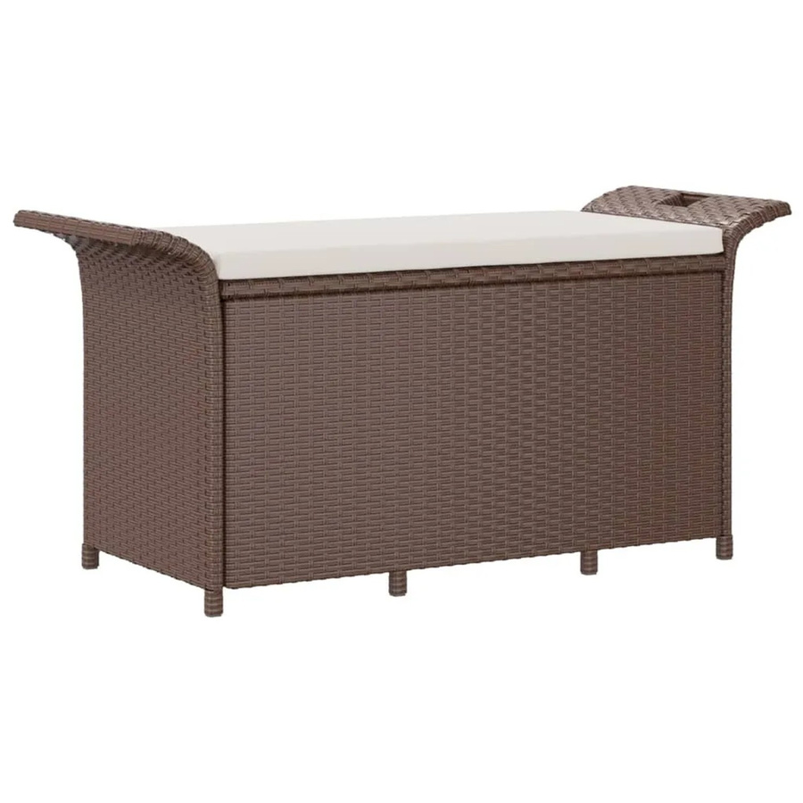 furnicato Gartenbank aus Poly Rattan mit Kissen in Braun, B/T/H: 116 x 46 x 57 cm - Bild 2