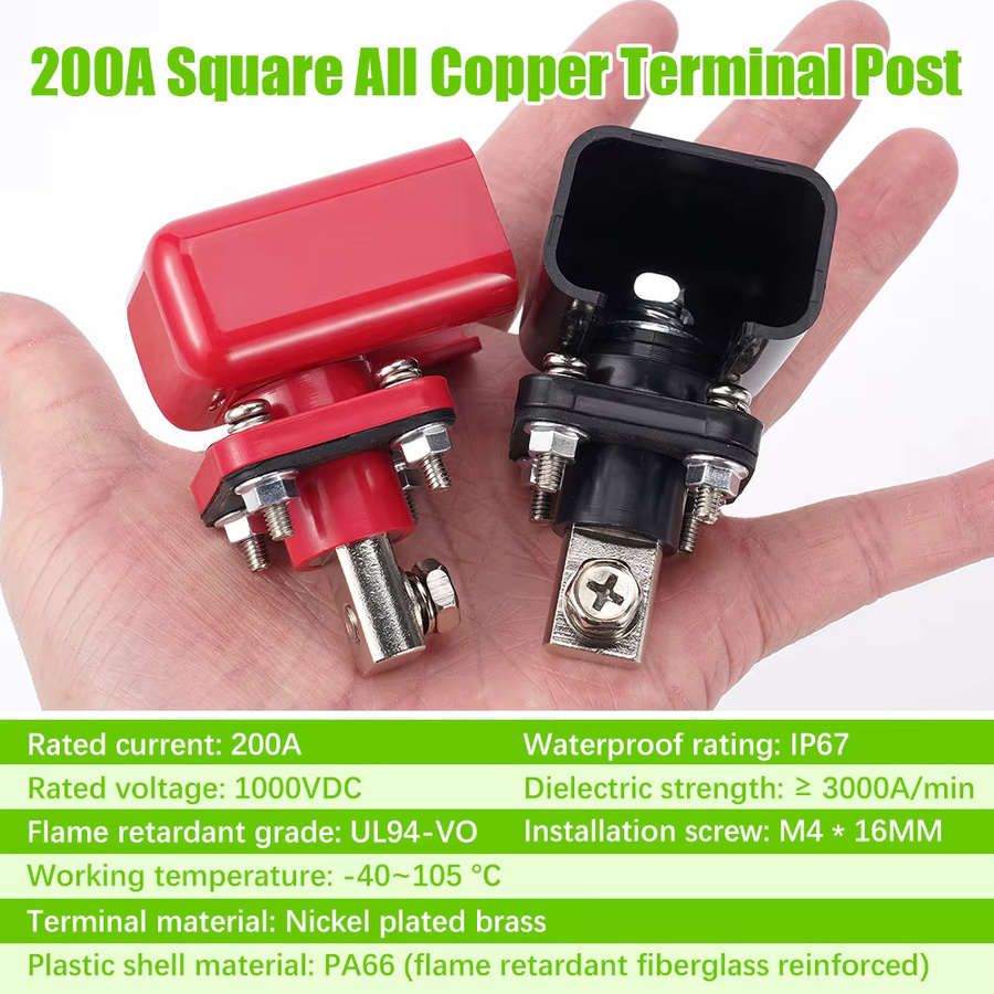 Kupfer Lithium-Batterie-Anschlussstecker in Rot, 200 A Adapter für Energiespeicher und Wechselrichter - Bild 4