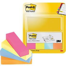 Post-it Haftstreifen 670-4P farbsortiert mit 4 Packungen à 50 Blatt, B: 3,8 cm, H: 2,0 cm - Bild 1