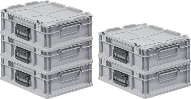 PROREGAL Spar Set 5x Eurobox Nextgen Portable Transportbehälter Grau H x B x T: 40 x 135 x 30 cm - Bild 1