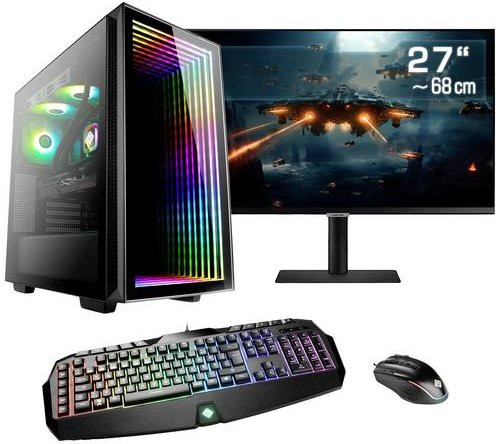 CSL Computer Gaming PC M10420 Desktop PC in Schwarz mit 27 Zoll WQHD Display, AMD Ryzen 7 7800X3D, 32GB RAM, 2000GB SSD und AMD Radeon RX 7900 XT 20GB GDDR6 - Bild 1