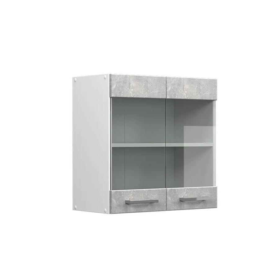 Vicco R-Line Hängeglasschrank Küchenschrank in Weiß und Beton mit Glastüren und Regalfächern, Breite: 60 cm - Bild 3